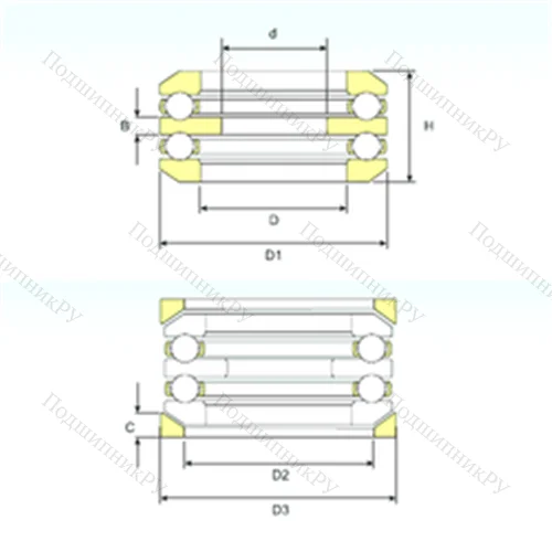 Подшипник шариковый упорный 54306 U 306 от производителя  ISB