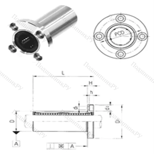 Подшипник шариковый линейный LMEF 8L от производителя  Samick