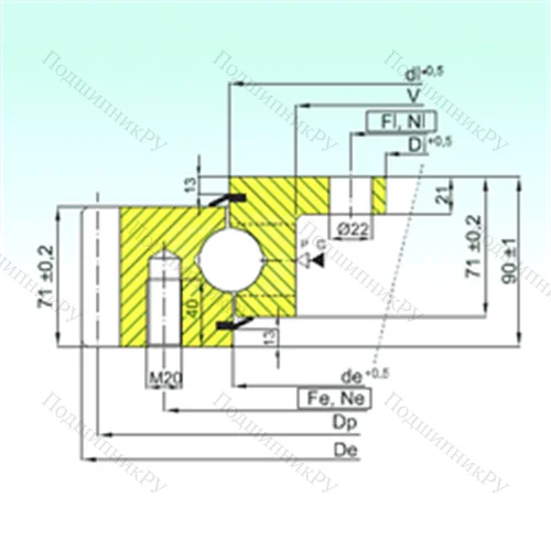Подшипник шариковый опорно-поворотный EBL.30.1055.200-1STPN от производителя  ISB