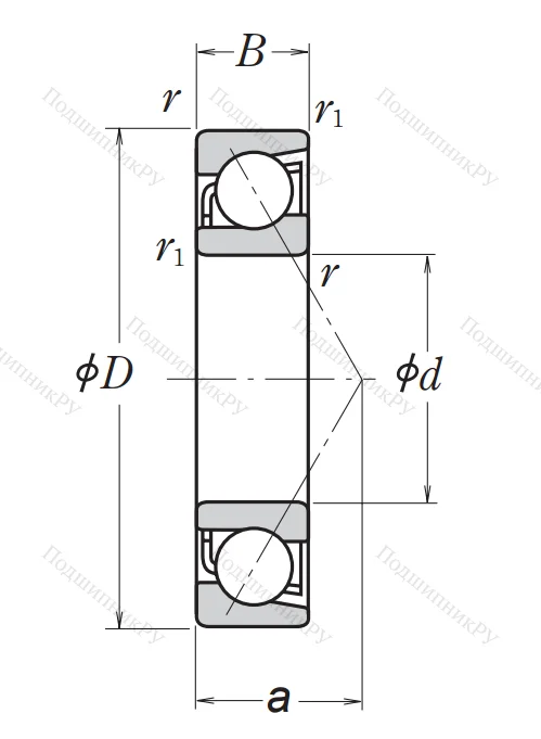 Однорядный шариковый подшипник 7010 AW