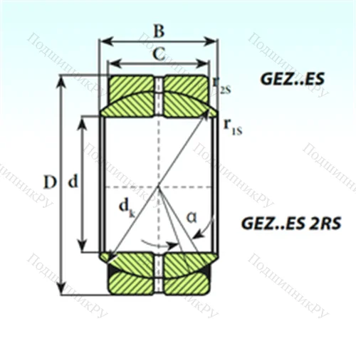 Подшипник скольжения сферический GEZ 57 ES 2RS