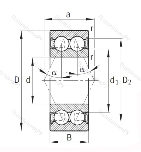 Двухрядный шариковый подшипник 30/7 B 2RSRTVH от производителя  INA Двухрядный шариковый подшипник 30/7 B 2RSRTVH от производителя  INA