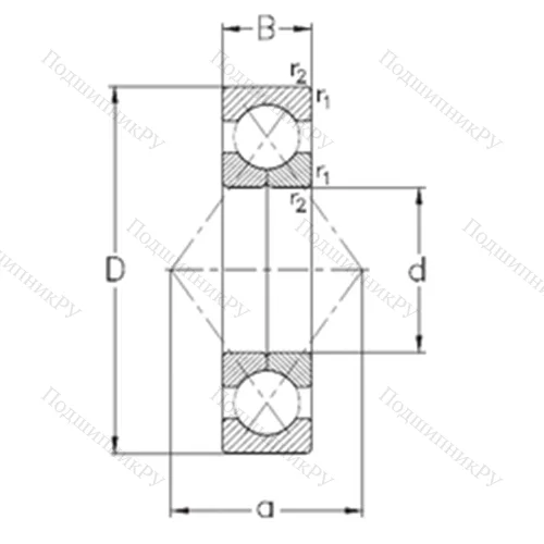 Подшипник шариковый радиально-упорный с четырёхточечным QJ 210-MPA