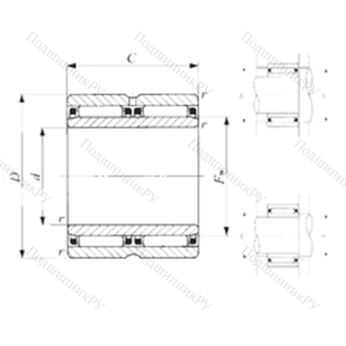 Подшипник игольчатый радиальный NAFW 609060