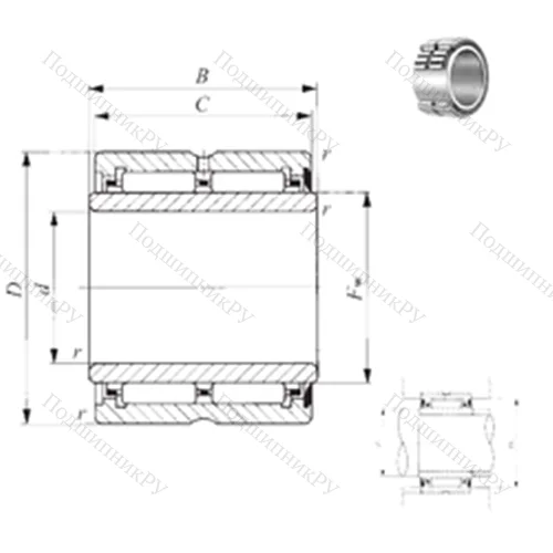 Подшипник игольчатый радиальный NA 6912U