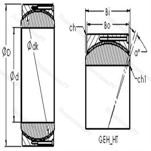 Подшипник скольжения сферический GEH 180HT