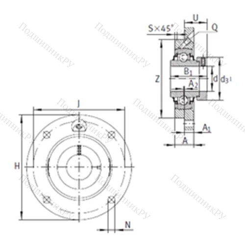 Подшипниковый узел шариковый радиальный RME 35-N
