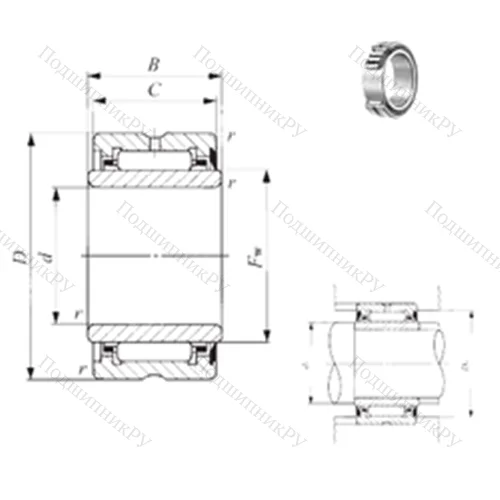 Подшипник игольчатый радиальный NA 4900U