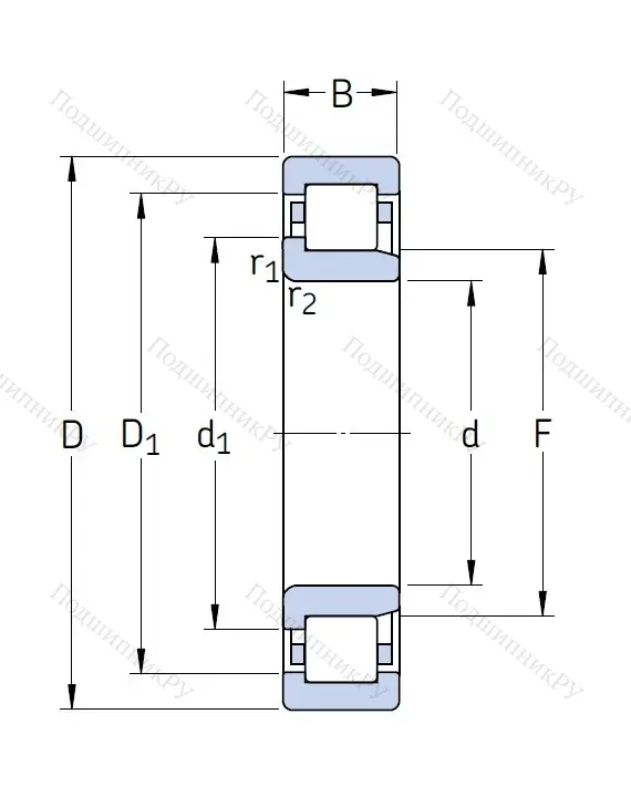 Роликовый цилиндрический подшипник NJ 2207 ECP от производителя  SKF