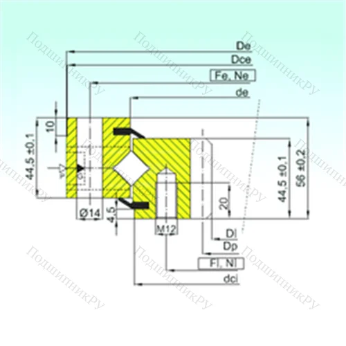 Подшипник роликовый опорно-поворотный ZR 1.14.0544.200-1SPTN