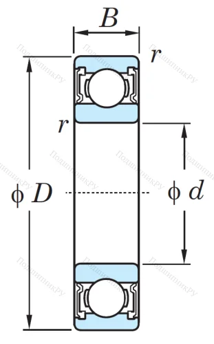 Однорядный шариковый подшипник 6202 2RS CM от производителя  KOYO