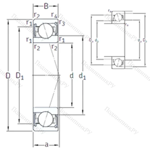 Подшипник шариковый радиально-упорный S 71901 CE/HCP 4A