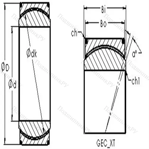 Подшипник скольжения сферический GEH 100XT