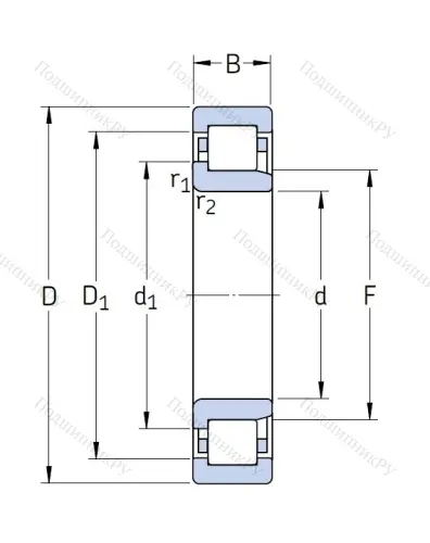 Роликовый цилиндрический подшипник NJ 2213 ECP от производителя  SKF Роликовый цилиндрический подшипник NJ 2213 ECP от производителя  SKF