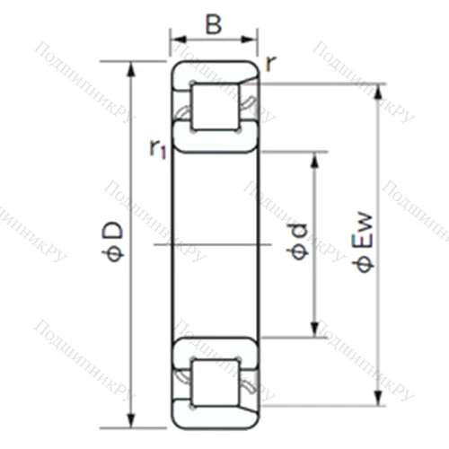 Подшипник роликовый радиальный NF 1022