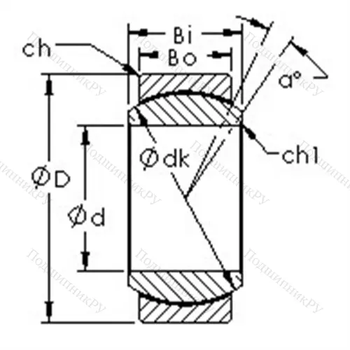 Подшипник скольжения сферический GEG 10C