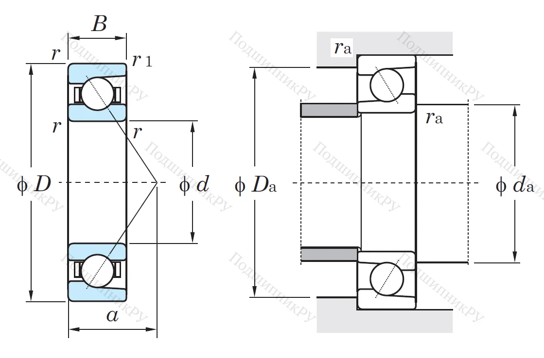Однорядный шариковый подшипник 7210 BG