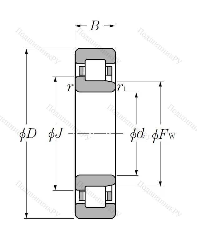 Роликовый цилиндрический подшипник NJ 2222