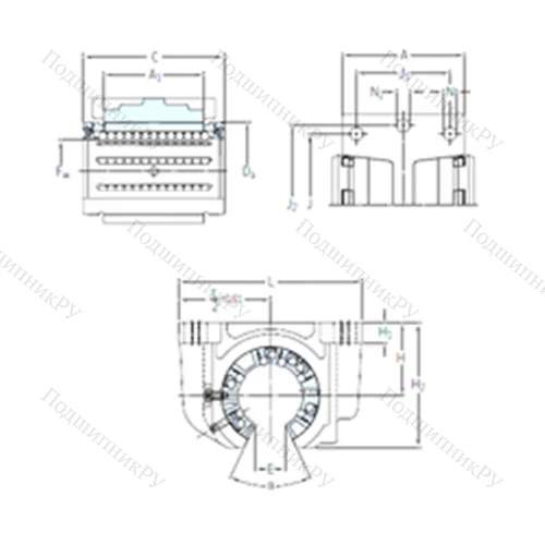 Подшипник шариковый линейный LUCF 30 от производителя  SKF