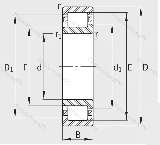Роликовый цилиндрический подшипник NJ 206 E XL TVP 2 от производителя  FAG