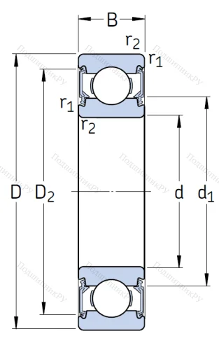 Однорядный шариковый подшипник 6205 2RSH/C 3 от производителя  SKF