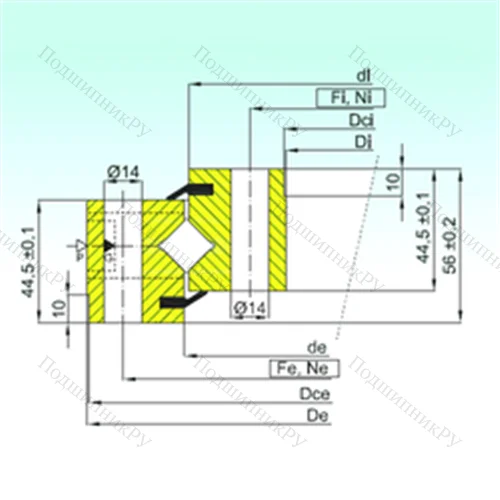 Подшипник роликовый опорно-поворотный NR 1.14.0644.200-1PPN