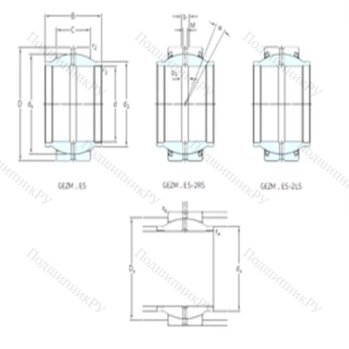 Подшипник скольжения сферический GEZM 400ES-2RS от производителя  SKF