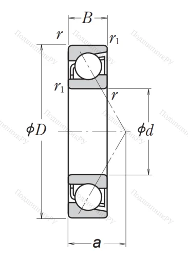 Однорядный шариковый подшипник 7316 BW (66316 ГОСТ) от производителя  NSK Однорядный шариковый подшипник 7316 BW (66316 ГОСТ) от производителя  NSK