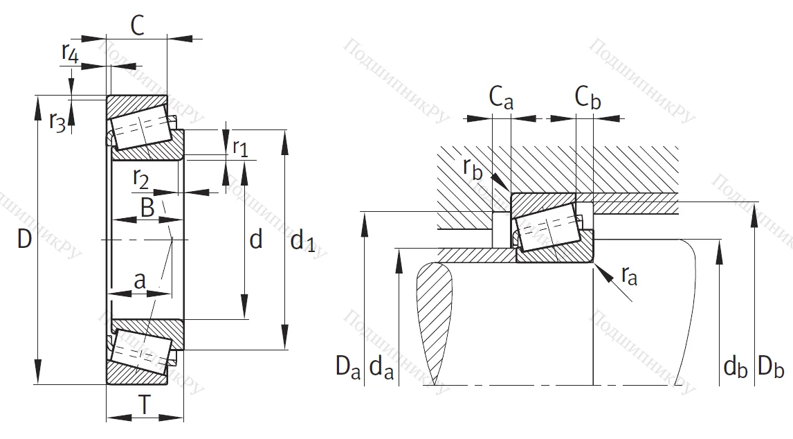 Конический роликовый подшипник 32022 X