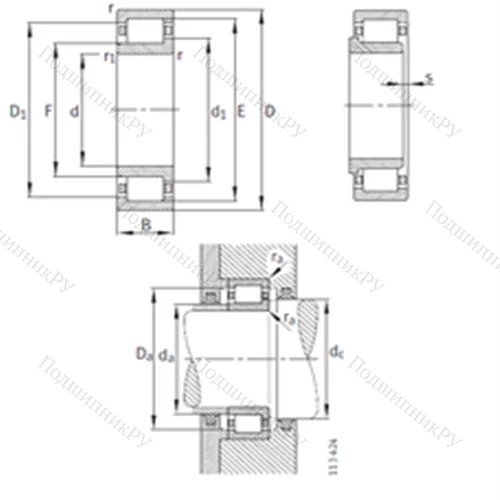 Подшипник роликовый радиальный NJ 248-E-M 1