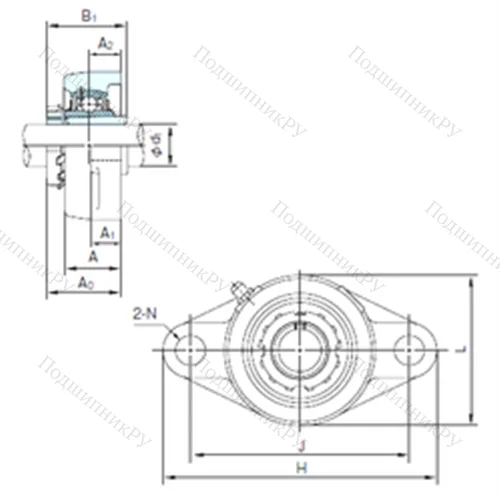 Подшипниковый узел шариковый радиальный UKFL 307+H 2307