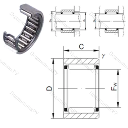 Подшипник игольчатый радиальный RNAF 9011030