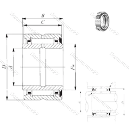 Подшипник игольчатый радиальный BRI 203320 U