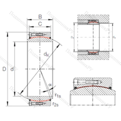 Подшипник скольжения сферический GE 800 DW-2RS 2