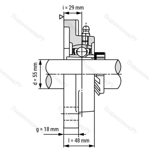 Подшипниковый узел UKF 212+H 2312 - Вал: 55 мм от производителя  LPZ Подшипниковый узел UKF 212+H 2312 - Вал: 55 мм от производителя  LPZ