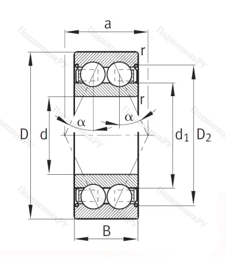 Двухрядный шариковый подшипник 3804 2Z от производителя  INA
