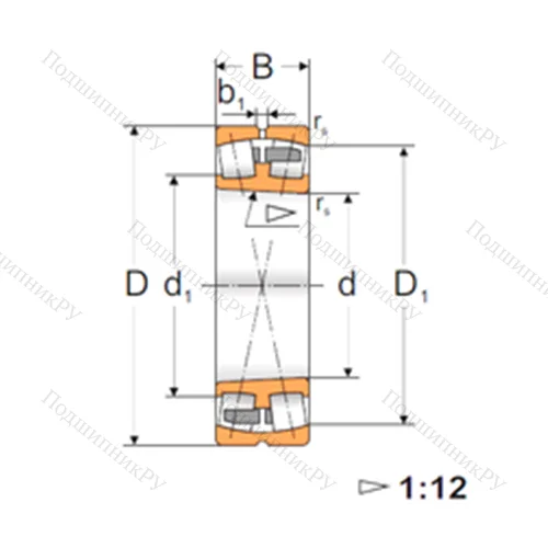 Подшипник роликовый радиальный самоцентрирующийся 22208K от производителя  FBJ