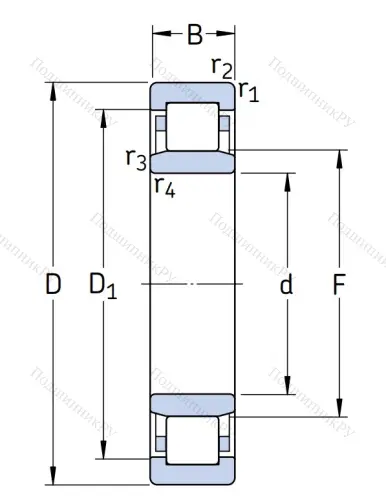 Роликовый цилиндрический подшипник NU 311 ECM от производителя  SKF Роликовый цилиндрический подшипник NU 311 ECM от производителя  SKF