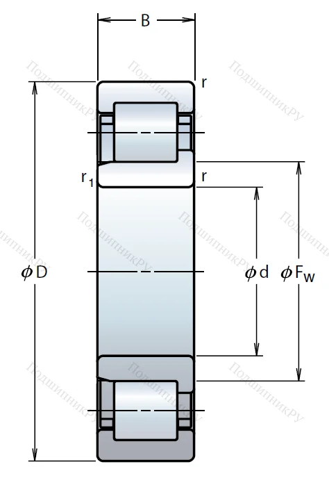 Роликовый цилиндрический подшипник NJ 2228 W
