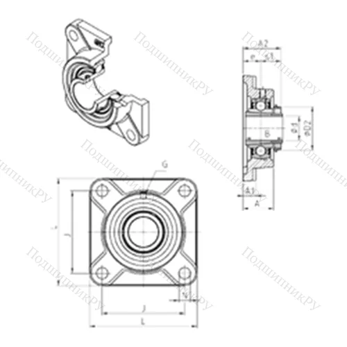 Подшипниковый узел шариковый радиальный UKF 213H