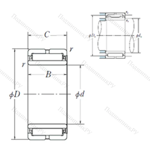 Подшипник игольчатый радиальный NA 5909