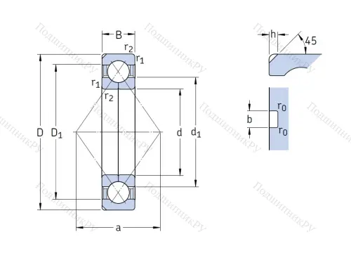 Радиально-упорный шариковый подшипник QJ 319 N 2MA от производителя  SKF