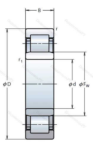 Роликовый цилиндрический подшипник NU 219 W от производителя  NSK Роликовый цилиндрический подшипник NU 219 W от производителя  NSK