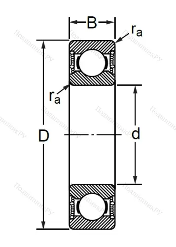 Шариковый однорядный подшипник 180500 (62200 2RS) в Тюмени