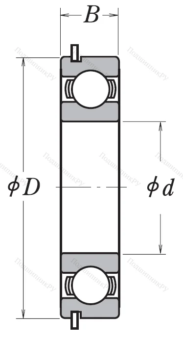 Однорядный шариковый подшипник 6305 DDU NR