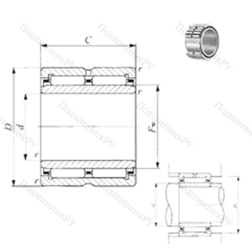 Подшипник игольчатый радиальный NA 6910