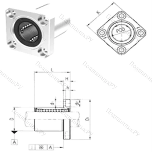 Подшипник шариковый линейный LMEK 8 от производителя  Samick