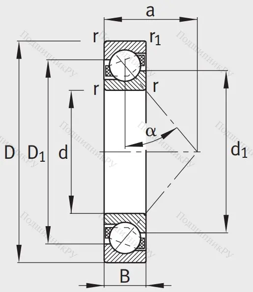 Однорядный шариковый подшипник 7208 B XL TVP