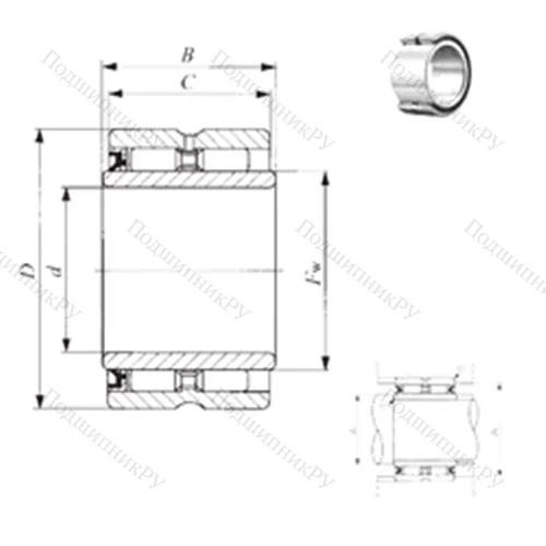 Подшипник игольчатый радиальный GBRI 406028 U