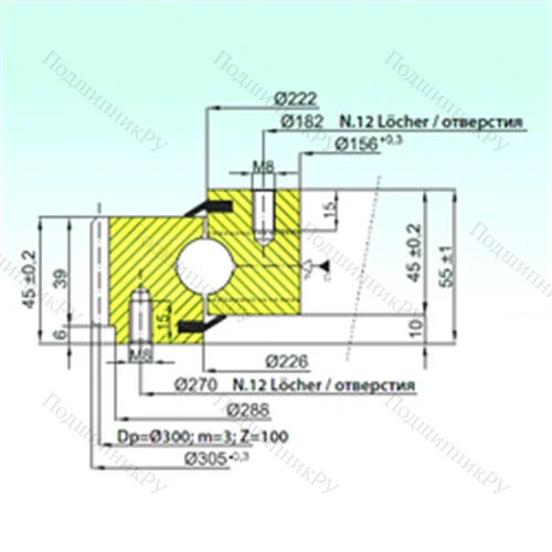 Подшипник шариковый опорно-поворотный EB 1.20.0224.200-1STTN